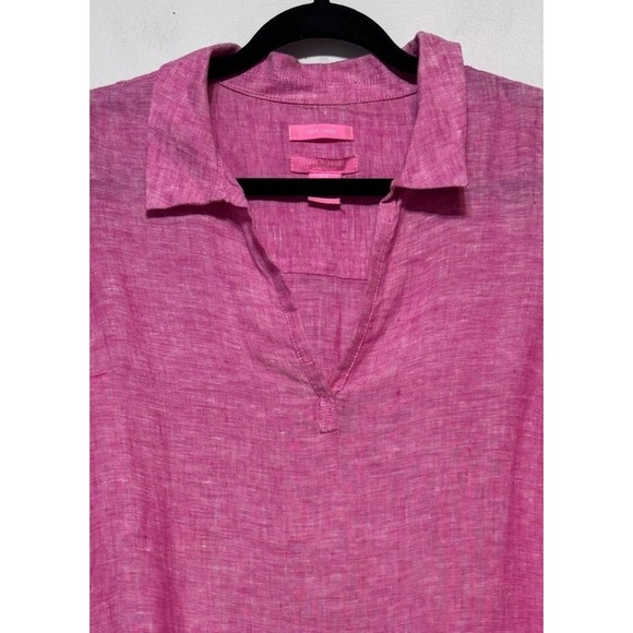 Isaac Mizrahi Parisian Chic 100% Linen Top Women Size M Lagenlook Cottagecore - Picture 2 of 6